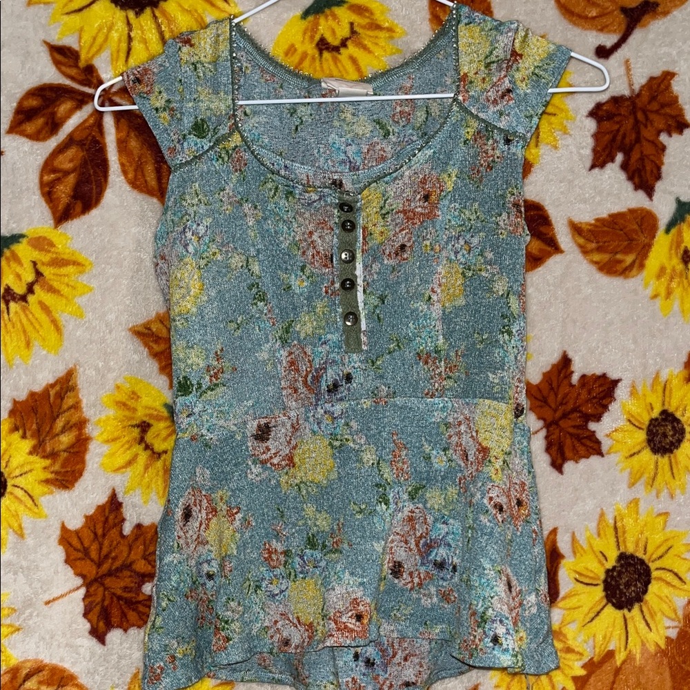 Self Esteem Multicolor Floral Cap Sleeve Blouse